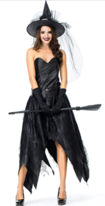 Witch costume for women with a broom included