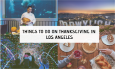 A Four photo collage of things to do in Los Angeles on Thanksgiving with a text overlay.