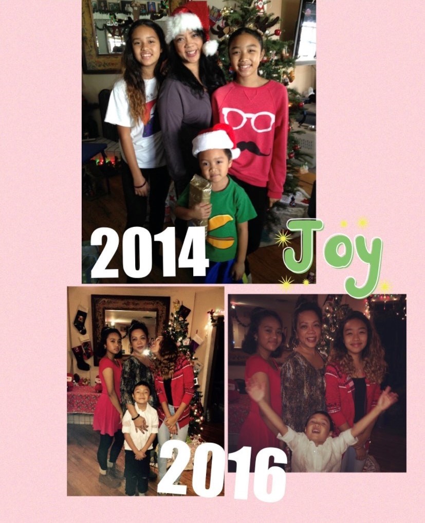 The Lorenzo Family gathering for Christmas in 2014 and 2016