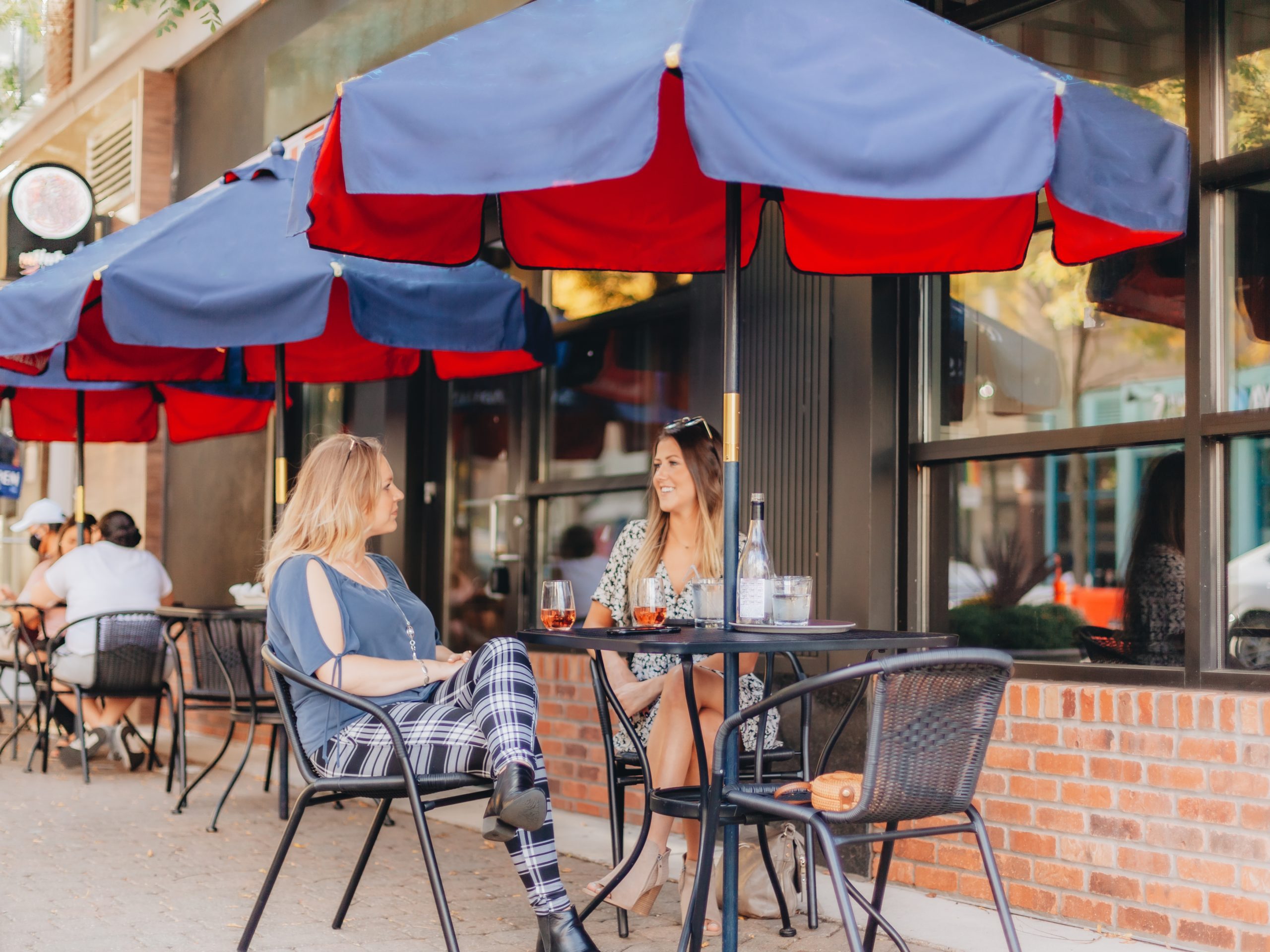 Two women dining outside in California
