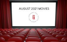 Movies coming out august 2021 to theaters. Empty red movie theater with white screen.