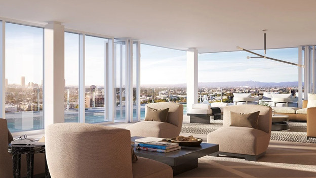 a luxury condo is being listed in los angeles for 75 million dollars