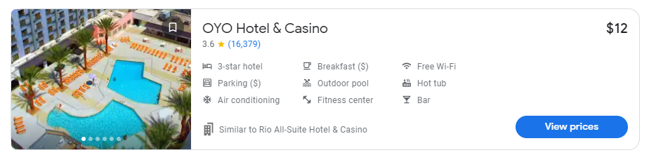 Oyo Hotel & Casino in Las Vegas for only $12 google search results
