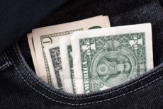 Dollar Bills inside Pocket
